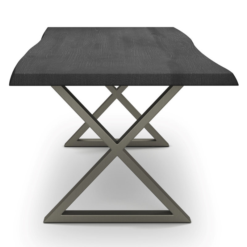 Colin X-Base Dining Table, Pewter, Ebonized, 29.75"H x 116"L x 40"W