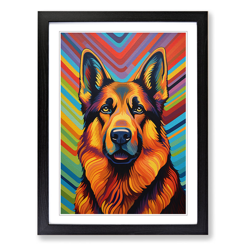 German Shepherd Op - Framed Print, Black Framed, 64cm H x 46cm W x 3cm D
