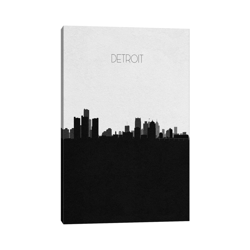Detroit, Michigan City Skyline by Ayse Deniz Akerman - Print on Canvas, 152.4cm H x 101.6cm W x 3.81cm D, Wrapped Canvas