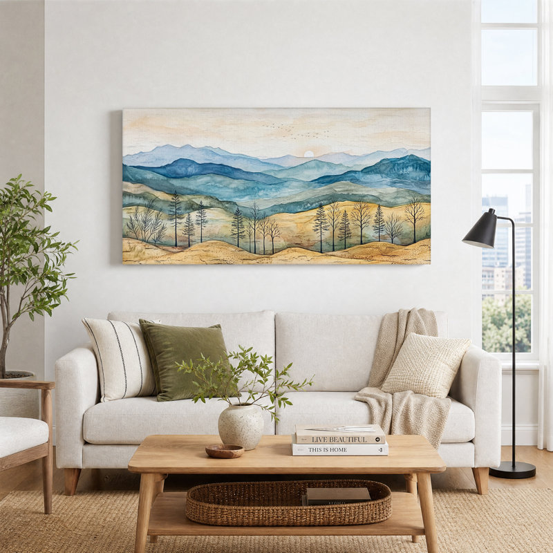 «Layered Blue Mountains and Golden Hills», art mural sur toile, L 40 po x H 20 po