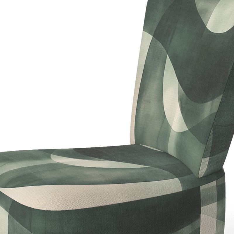Chaise d'appoint Abstract Shapes - Chaise d'appoint verte et beige Minimal Curves I, Chaise d'appoint sans accoudoirs