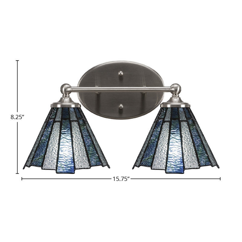 Blanka Light Bath Bar Shown With 7" Sea Ice Art Glass, Brushed Nickel, 2