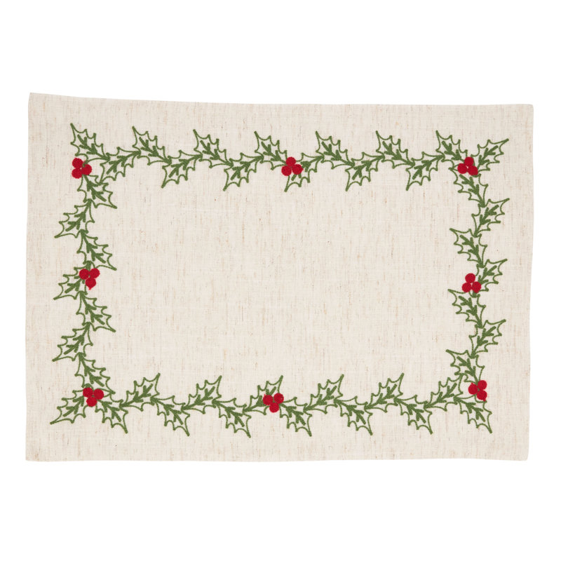 Ensemble de napperons et serviettes de table brodés Holly (4 napperons + 4 serviettes)