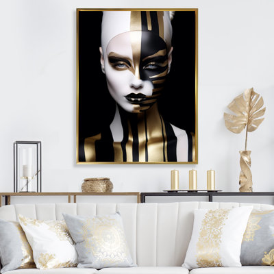 Gold and Black woman glam elegance II - Abstract Portraits Canvas Wall Art