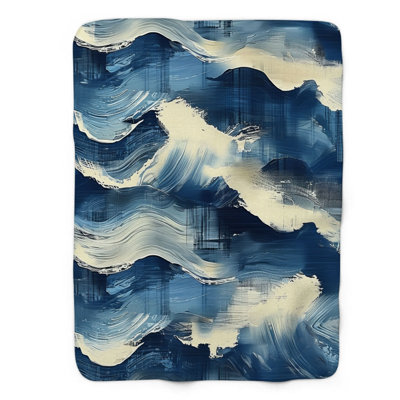 Blue Strokes - 1 Piece Premium Sherpa Blanket