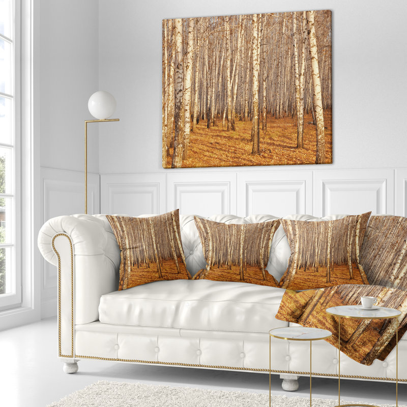 Dense Birch Forest in the Fall - Forest Printed Pillow, Throw Pillow, 16" x 16"