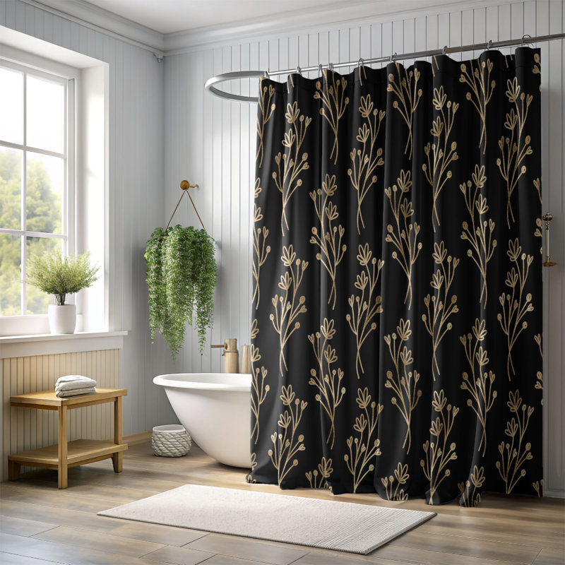 Rideau de douche standard 1 pièce Gilded Bloom, H 74 po x l 35 po