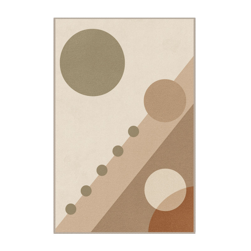 Machine Washable Easton Peas Minimalist Rug in Beige – Beige Binding, 8x12