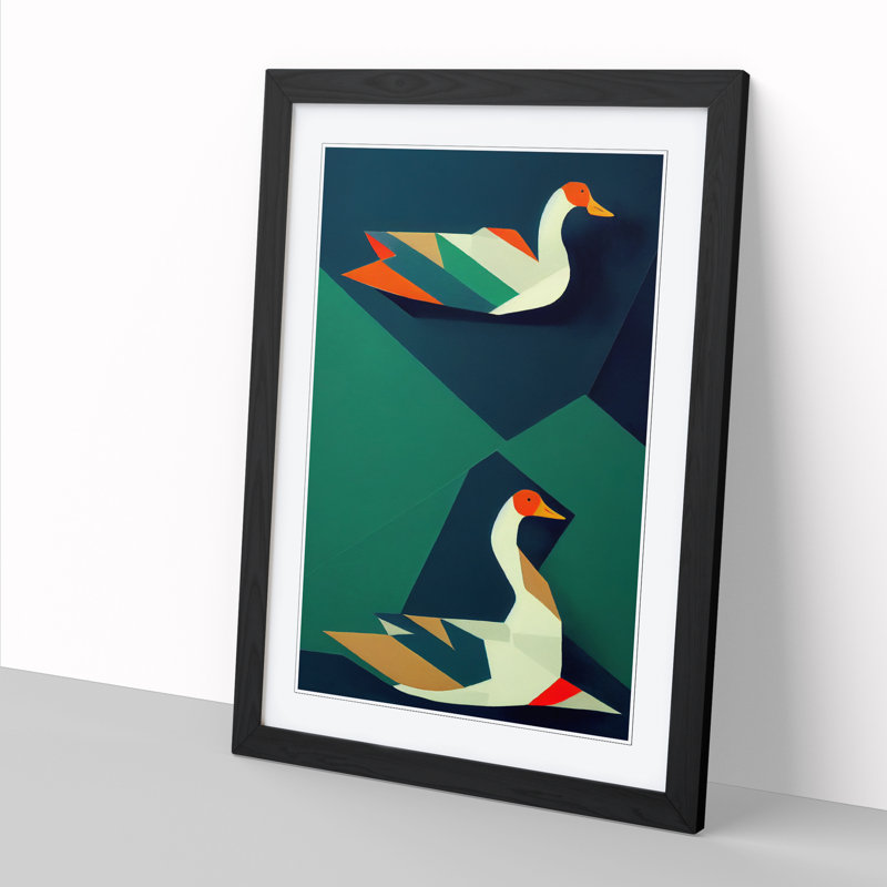Levitan Goose Painting Polygon - Picture Frame Print, Black, 46cm H x 34cm W x 2cm D