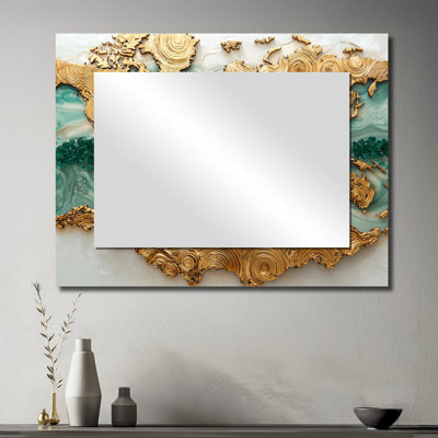Emerald Crystals World Map Wood Slide I - décoration murale miroir moderne - imprimé sur métal
