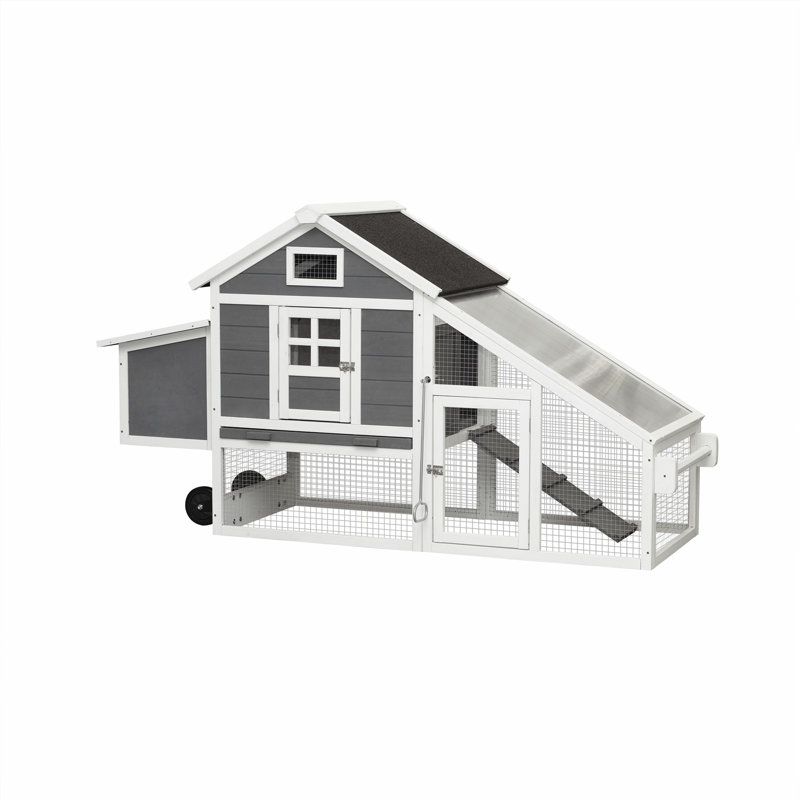Poulailler d'extérieur polyvalent en bois avec plateau amovible et roulettes pour un nettoyage et une mobilité faciles