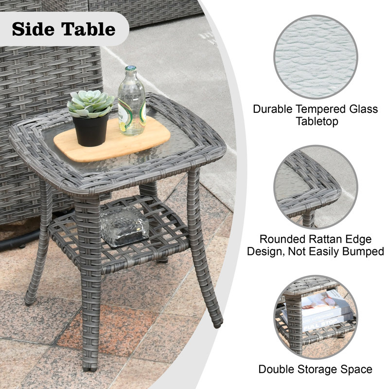 Aliva Wicker 6 - Person Patio Conversation Set with Cushions, Orange