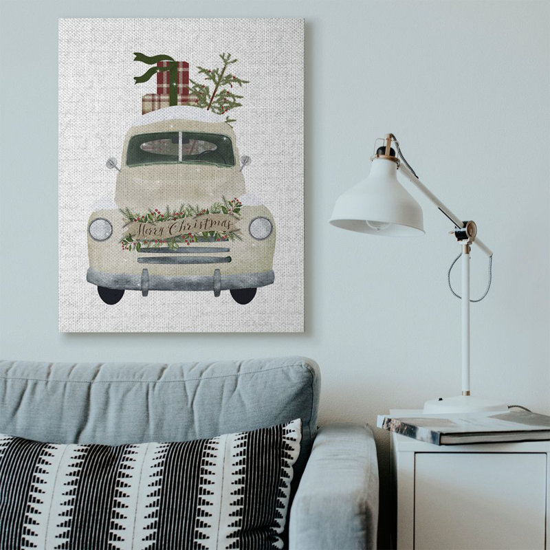 «Merry Christmas Snow Covered Truck», impression, H 48 po x l 36 po, Toile tendue