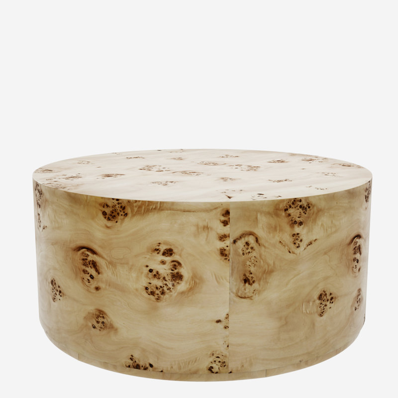 Round Coffee Table, Light Yellow Wood