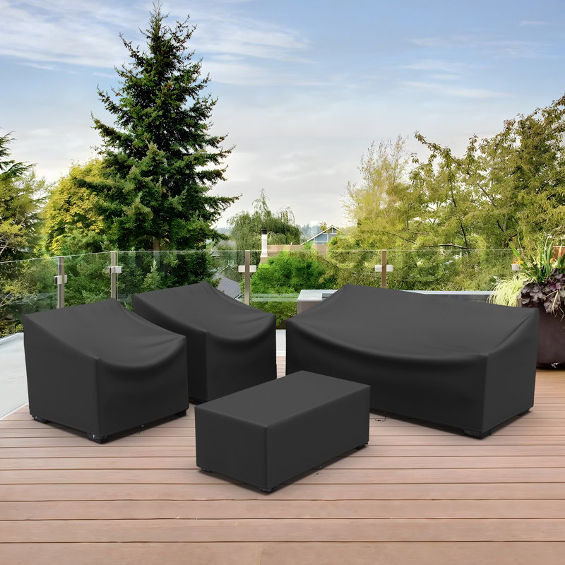 4 Piece Heavy Duty Waterproof Outdoor Furniture Cover, Black