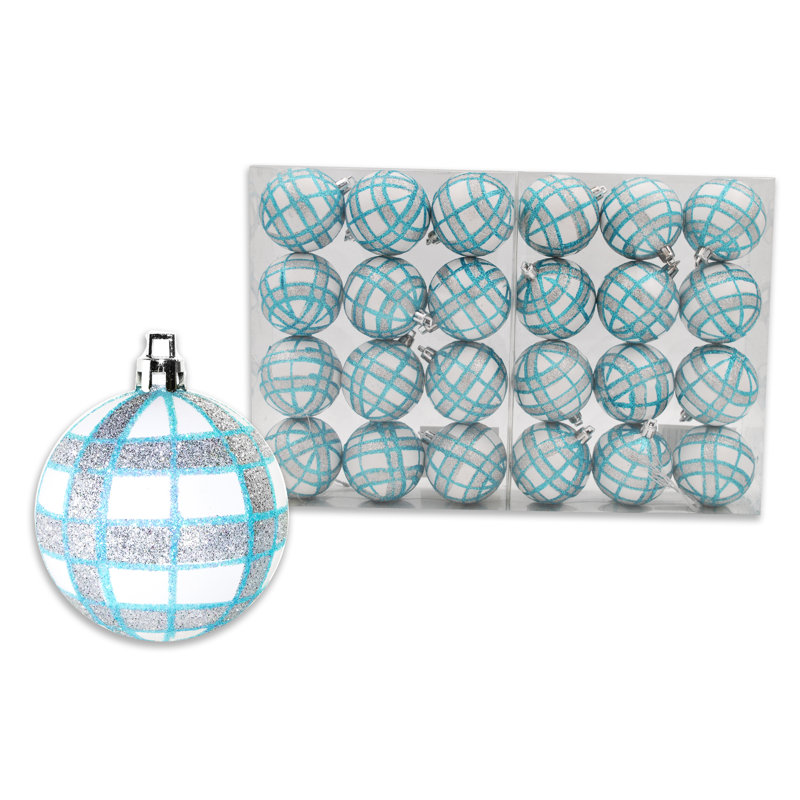 Ensemble d'ornement boule 24 pièces, Turquoise