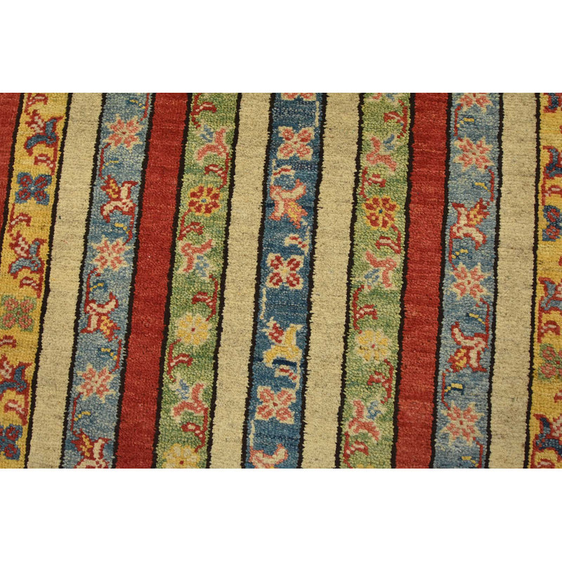 Tapis de couloir multicolore en laine noué à la main 2 pi 8 po x 9 pi 2 po Kazak