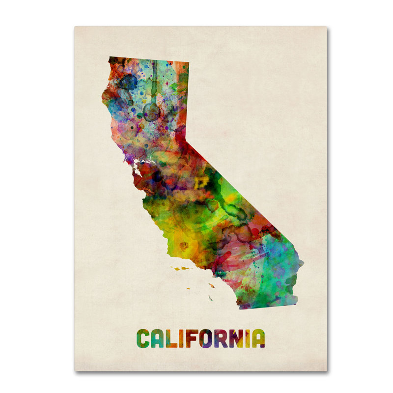 Multicolor California Map Canvas Wall Art for Kids