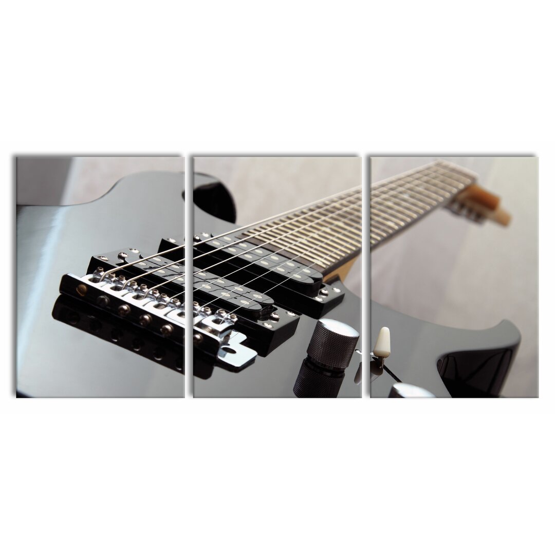 3-tlg. Leinwandbilder-Set Black Guitar