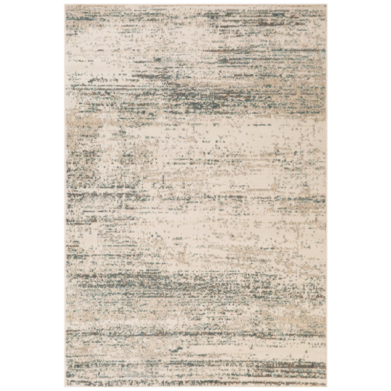 Tapis sarcelle / brun / ivoire Nemoha, Rectangle 10 pi 6 po x 13 pi 9 po