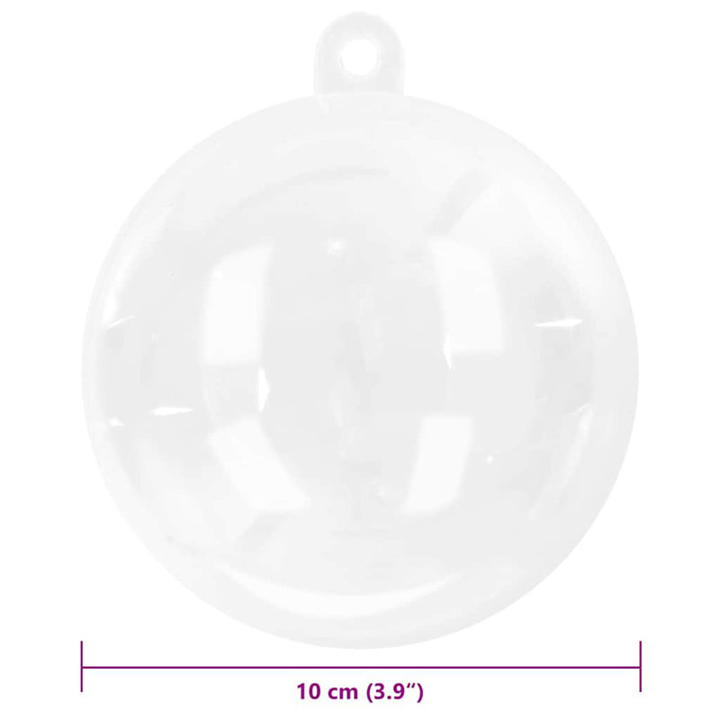 vidaXL Christmas Bauble Transparent, 10cm H x 10cm W x 10cm D