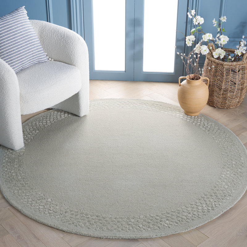 Mysha Hand Tufted Wool/Viscose/Cotton Solid Color Rug in Light Gray, Round 6'
