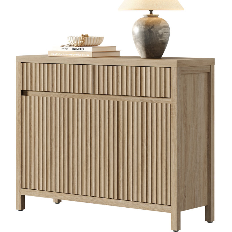 Buffet à 2 tiroirs et 3 portes avec tablettes réglables Allete, 1, Beige grès