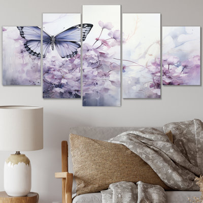 «Purple Butterfly Enchanted Flight I» sur toile, reproduction de 5 pièces