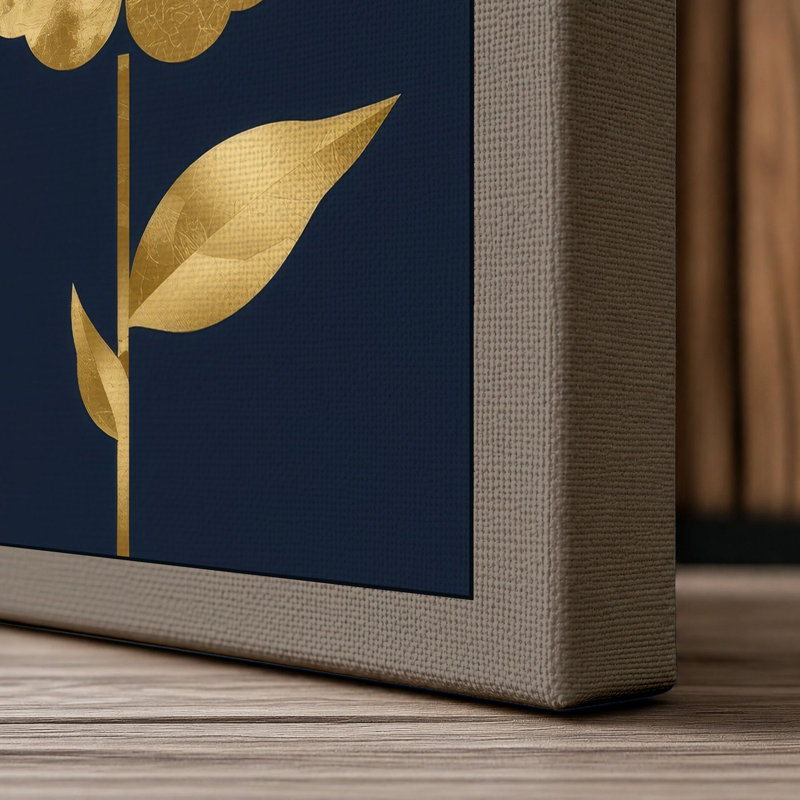 Golden Blooms Botanical - Wrapped Canvas, 24x16 - 61.0 x 40.6 cm, Taupe Border