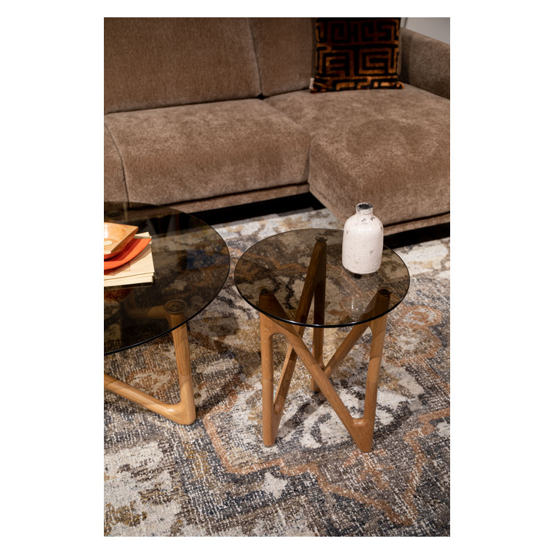 Naia Glass Single End Table, Natural