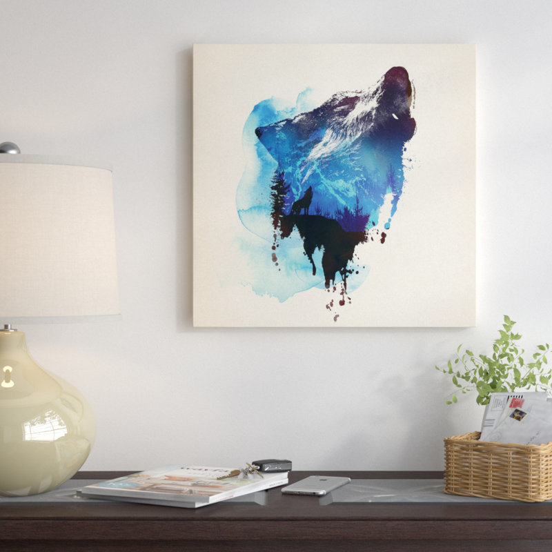 Alone As A Wolf, impression sur toile tendue, H 18 po x l 18 po x P 1,5 po, Toile tendue, Pas de tapis