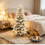 Sapin de Noël artificiel floqué d'hiver, préilluminé, 9 réglages d'éclairage à DEL double, PE en PVC, support en métal, décoration intérieure pour Noël et le Nouvel An