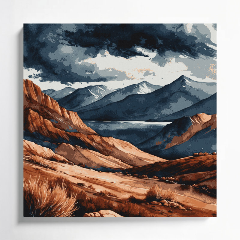 «Watercolor Landscape 49», art mural sur toile noire