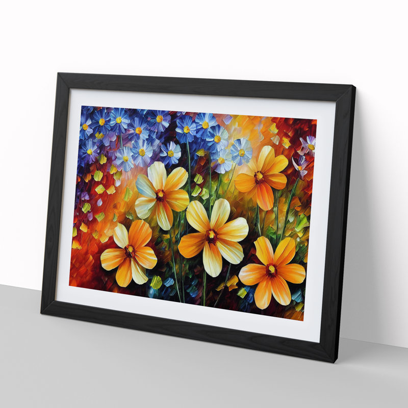 XH1022-6712X Painted Wildflowers Vol.6 - Single Picture Frame Painting, Black Framed, 46cm H x 64cm W x 2cm D