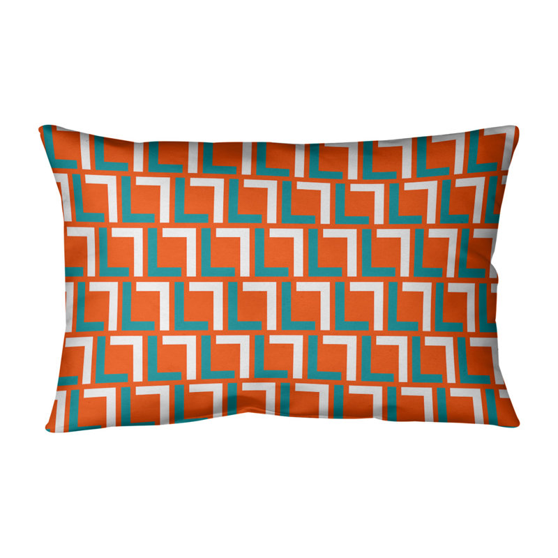 Housse de coussin rectangulaire Miami Football, Bleu / Blanc / Orange, Polyester sergé
