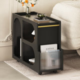 Mobile End Table With Lockable Wheels For Living Room