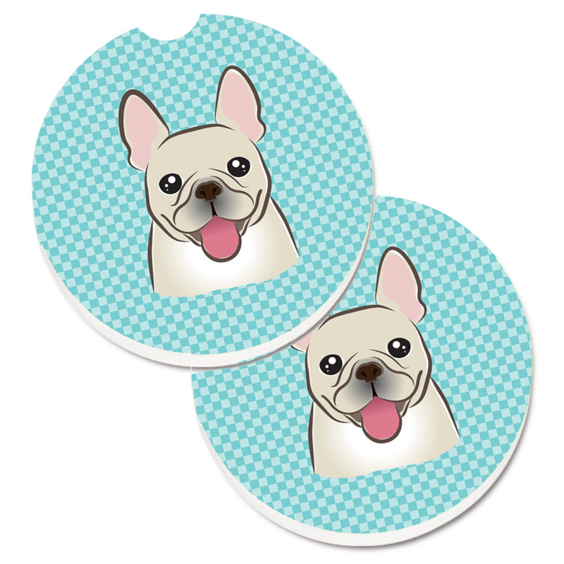 Sous-verre Retriever, Bleu, Bouledogue français beige