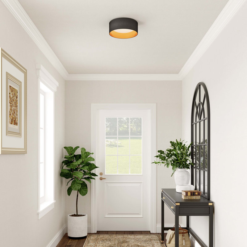 Plafonnier encastré or 1 lumière, H 4,38 po x l 12 po x P 12 po