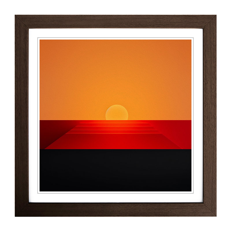 Sunset Minimalism No.1 - Single Picture Frame Print on Wood, Walnut