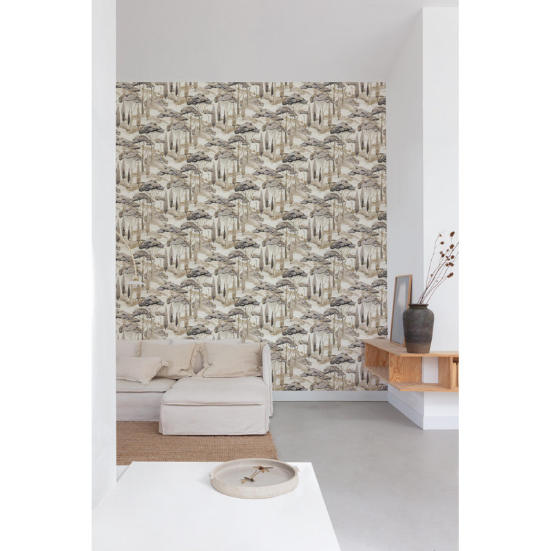 Papier peint arbre tropical bleu aquarelle, Noir