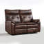 Canapé double inclinable électrique en cuir pleine fleur classique de 156 cm de large, avec port USB et poche de rangement latérale