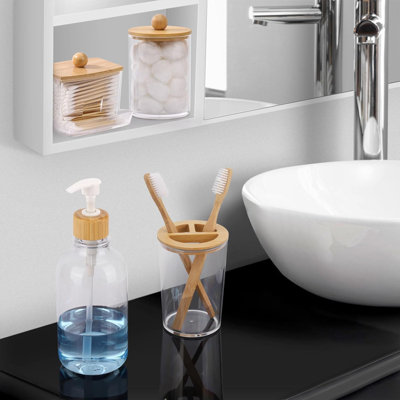 Bamboo Bathroom Accessories Set 4 Pcs