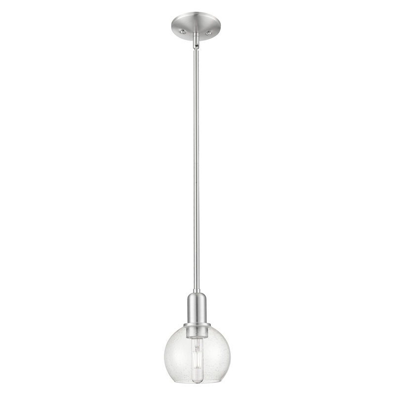 Mini-luminaire suspendu 1 lumière Arcadia - Athens, Nickel satiné brossé, H 4,88 po x l 5,88 po x P 5,88 po, Grainé