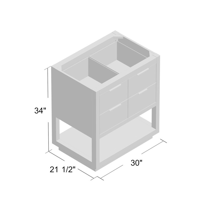 Allie 30'' W Single Bathroom Vanity Base, Twilight Gray/Brushed Silver