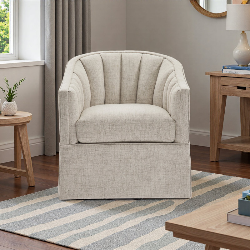 Fauteuil d'appoint pivotant avec jupe Solitude, Ivoire ivoire
