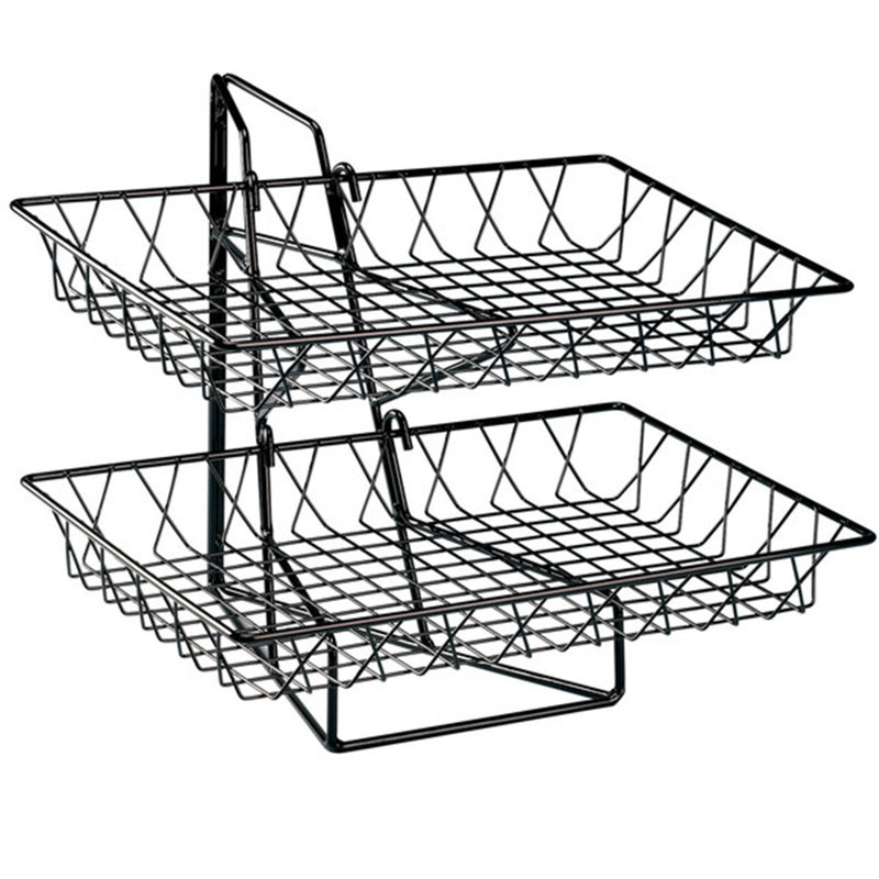 Merchandiser à deux niveaux Cal-Mil 1293-2 avec paniers carrés en fil métallique - WS-21112932
