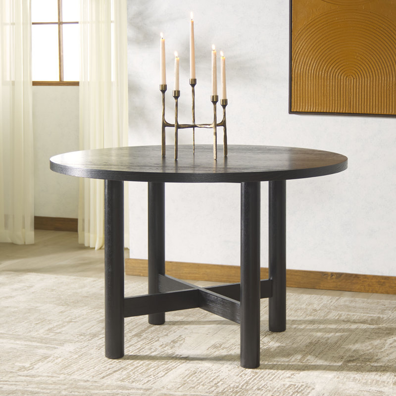 Ruthanne Round Wood 47 Inch Dining Table, Black