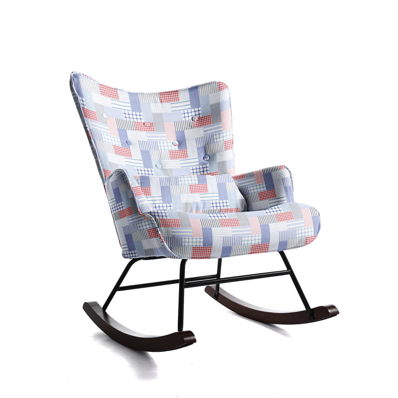 Cyra Rocking Chair, Blue Patchwork