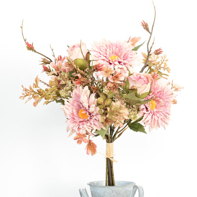 16" Artificial Farmhouse Floral Arrangement For Vase Filler, Vintage Peony Chrysanthemum Blossom Bundle Bouquet, Berry Blossoms Cluster Foliage Leaves Branches Long Stem Sprays, Home Office Decor Table Centerpiece