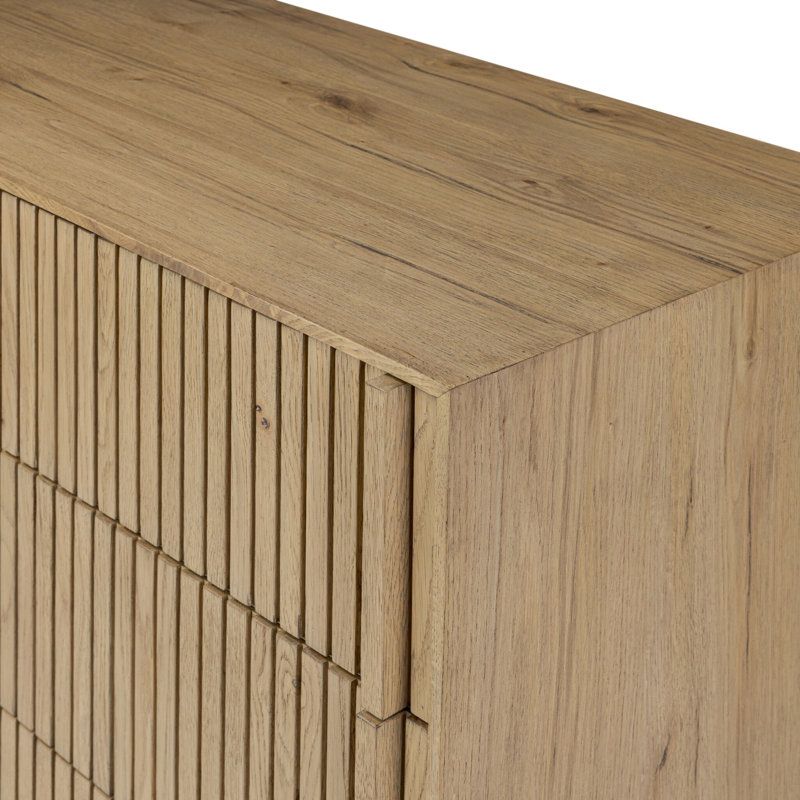 Leo 5 Drawer Dresser-Rustic Grey, Rustic Light Natural